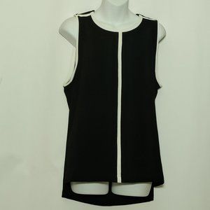 Madewell Crepe Canal Sleeveless Top Black  White Crepe Size Large New NWT
